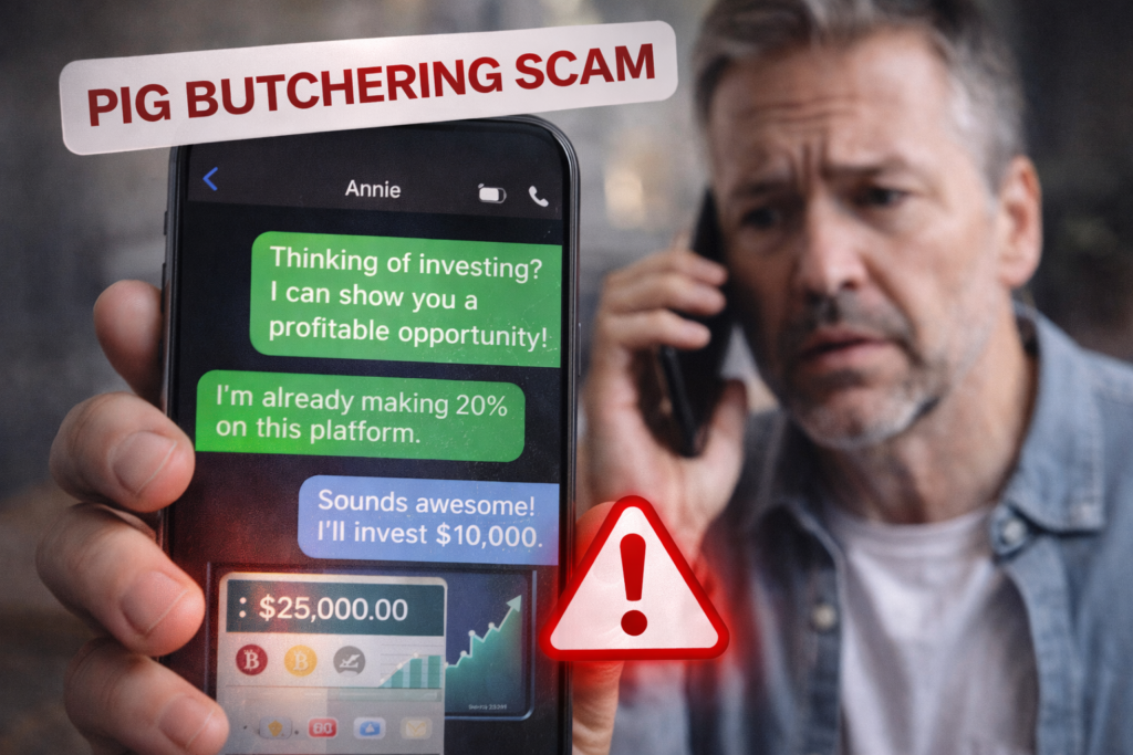 pig butchering scam text message investment fraud example